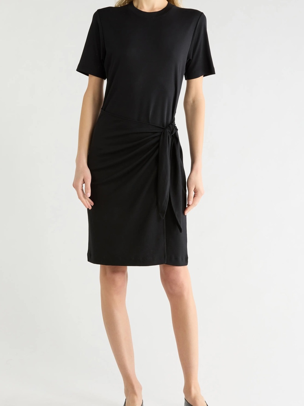 DKNY Tie-Waist Black Dress